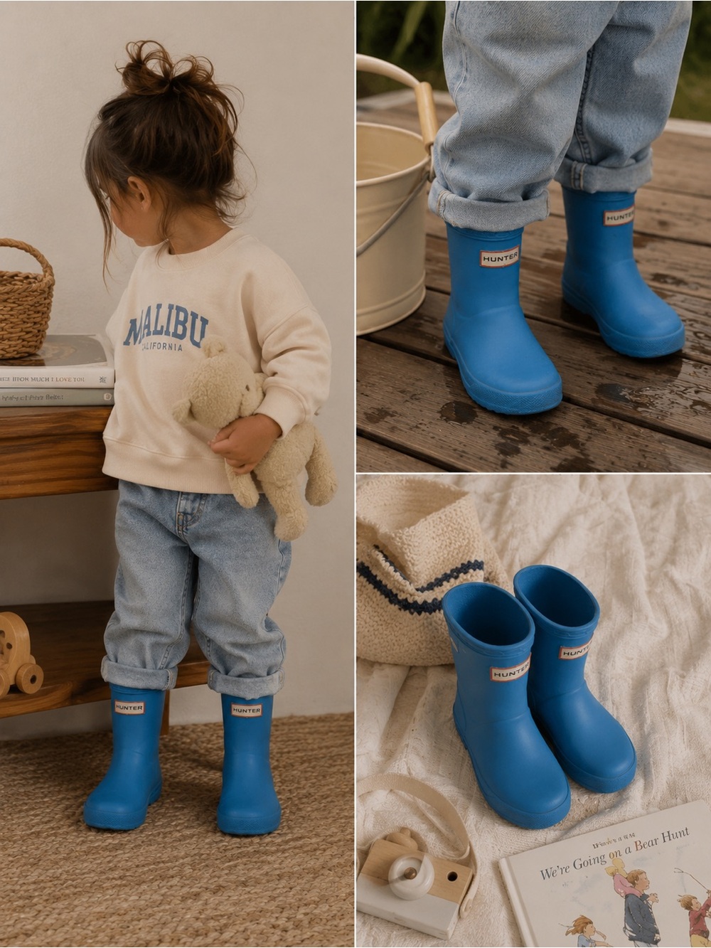 Hunter Kids Bright Blue Rain Boots